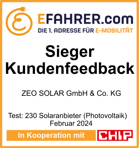 E-FAHRER Sieger Kundenfeedback – ZEO SOLAR